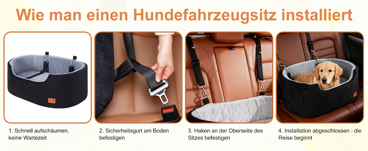 Автокрісло для собак середніх порід до 22,7 кг, 80x50x28 см, чорне. З безпечним ременем, товстим килимком, антиковзким дном, миється, переносна авто-підстилка для собак
