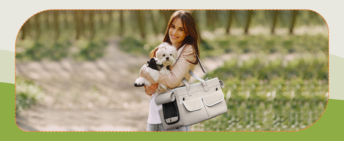 Транспортна переноска для котів та собак ALLSOPETS, складана, портативна, з м'якими кишенями, для подорожей, кемпінгу, хати, Бежева