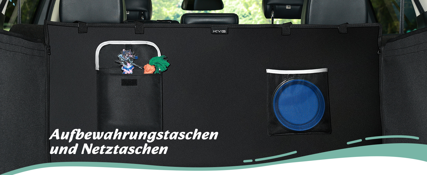 Захисний килимок у багажник для автомобіля для тварин KYG, чорний (XL+ 2 кишені)