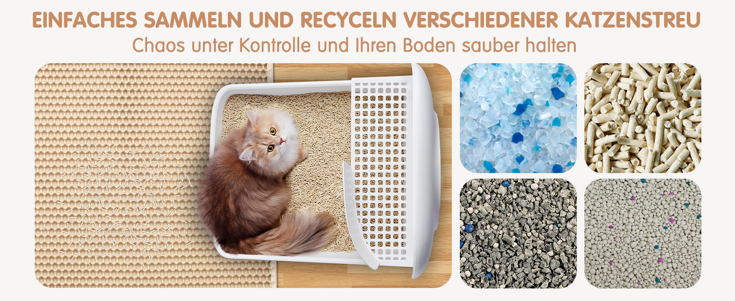 Килимок для котячого туалету Ycozy Katzenklo Matte XL 90x60 см, EVA, двошаровий, вологостійкий, легко миється, бежевий