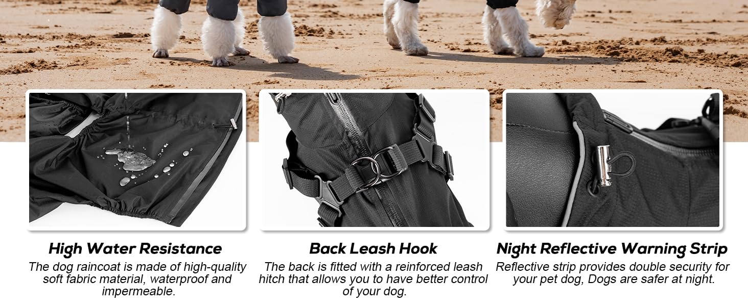 Дощовик для собак PAWBOSE, водонепроникний, для маленьких, середніх та великих собак, з інтегрованим кріпленням для шлейки, сірий, XL