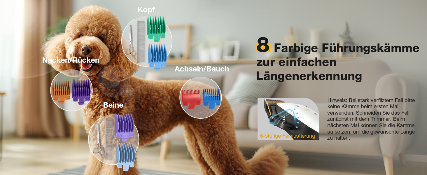 Професійна машинка для стрижки собак Leise з нержавіючої сталі, для густого та кучерявого хутра