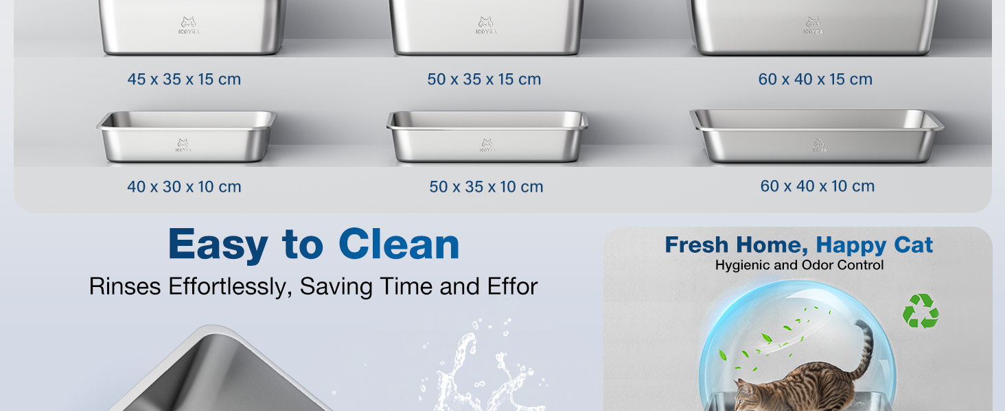 Котлочистка для котів ValuePro, нержавіюча сталь, XXL, 45x35x15 см, безперешкодна, антипригарне покриття, без запаху, легко мити