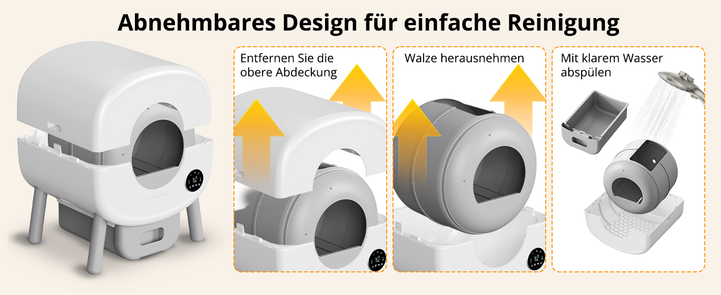 Автоматичний лоток для котів XXL 95л з самоочищенням та керуванням через додаток – велика місткість, включає килимок та 3 рулони пакетів