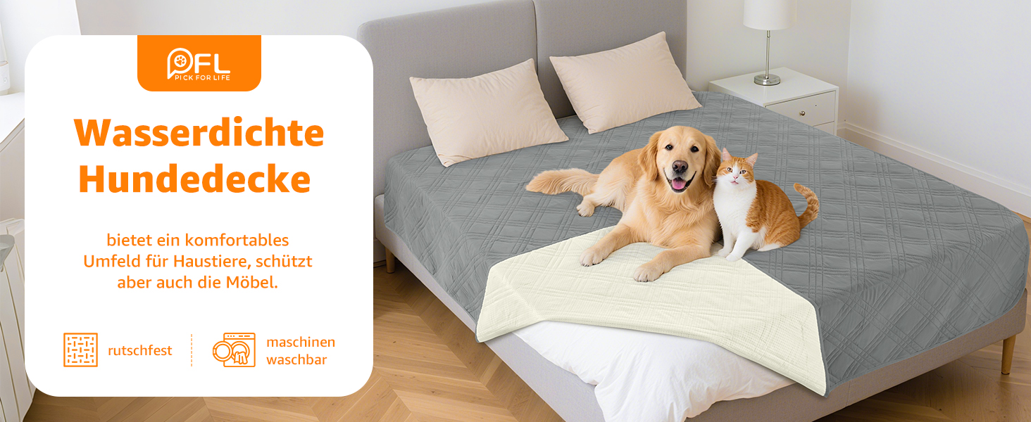 Водонепроникний килимок для собак Pick for Life, 208x304 см (Сірий) - захист дивану та ліжка