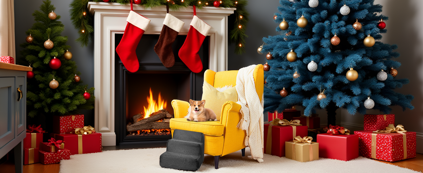 Сходинки для тварин BAODBF: 3 сходинки, 30 см, для собак та котів, миються, неслизькі, сірого кольору