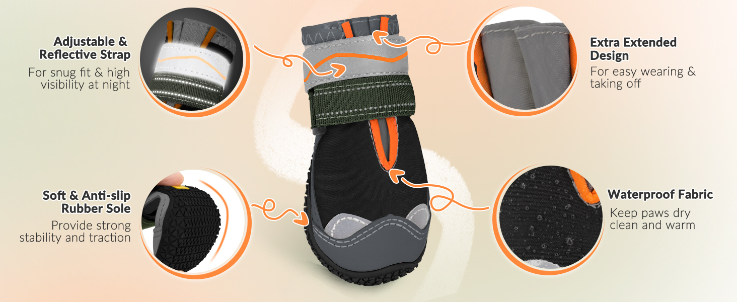 Чоботи для собак SlowTon: захист лап, 4 шт. Дихаючі собачі чоботи для прогулянок на вулиці з неслизькою підошвою, регульованою застібкою-липучкою. Підходять для маленьких, середніх та великих собак. Колір: чорний (4 шт.), чорний (водостійкі, 2 шт.). Розмір 0: ширина 3.5 см