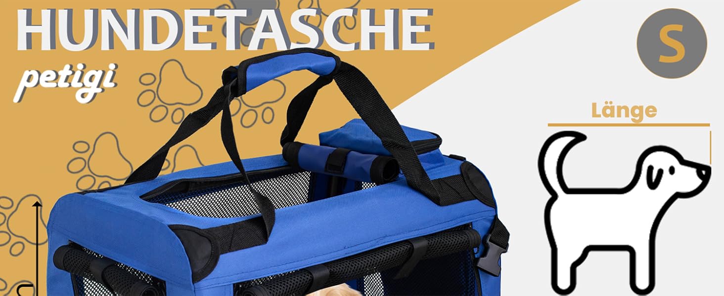 Складана переносна сумка-переноска для собак та котів Petigi (S, 50 x 35 x 36 см, блакитна)