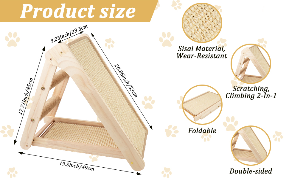 Котяче дряпальний борд Sibosen, 53x49x45 см, 3-в-1, з високоякісного сизалю, без встановлення