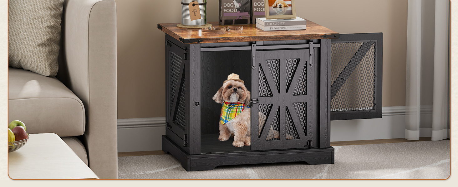 Клітка для собак, 73 см, дерев'яна будка для собак, чорна, міцна конструкція, захист від укусів, розмір 73x51x60 см