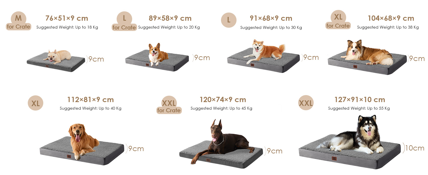 Ортопедичне ліжко для собак EHEYCIGA, 76x51x9 см, сіре. М'яке, миється, для маленьких собак, підходить для клітки.