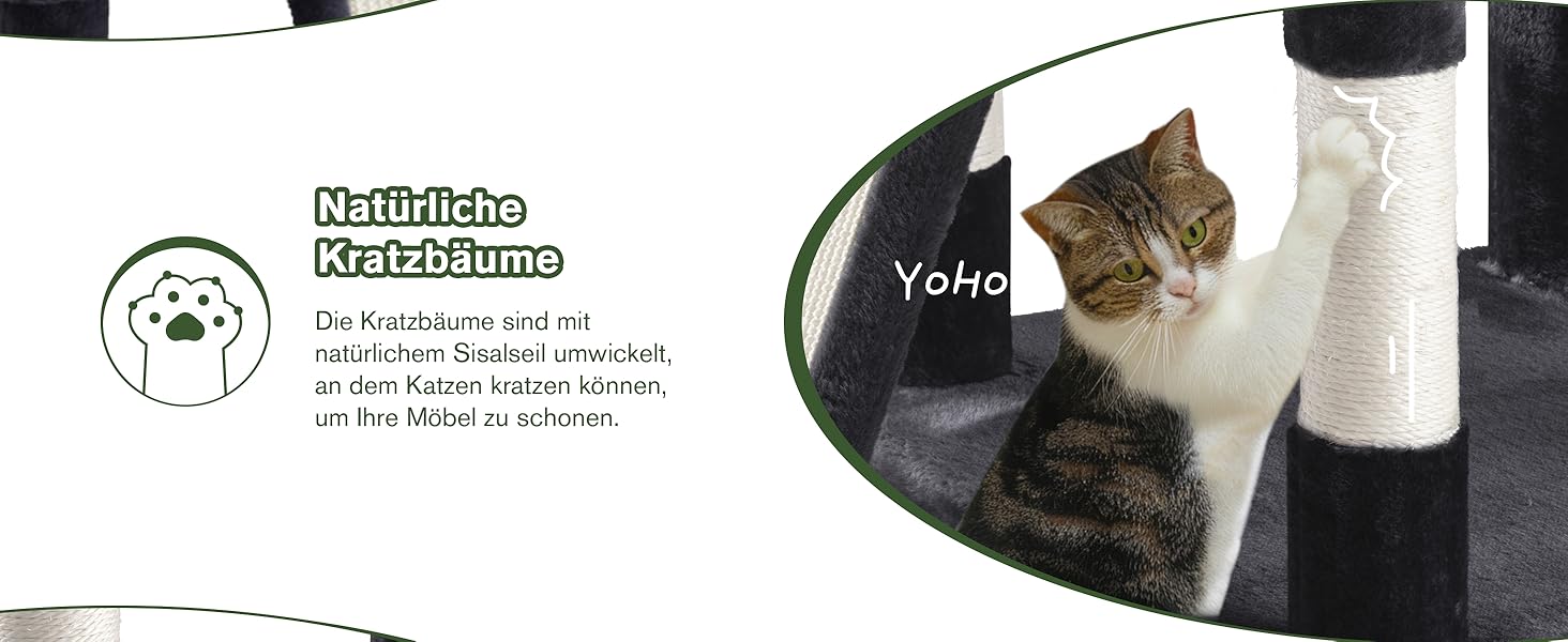 Котячий будиночок MUTICOR з когтеточкою, 206 см, багатоярусний, для великих котів, з гамаком, плюшеві платформи, широка база (темно-сірий)