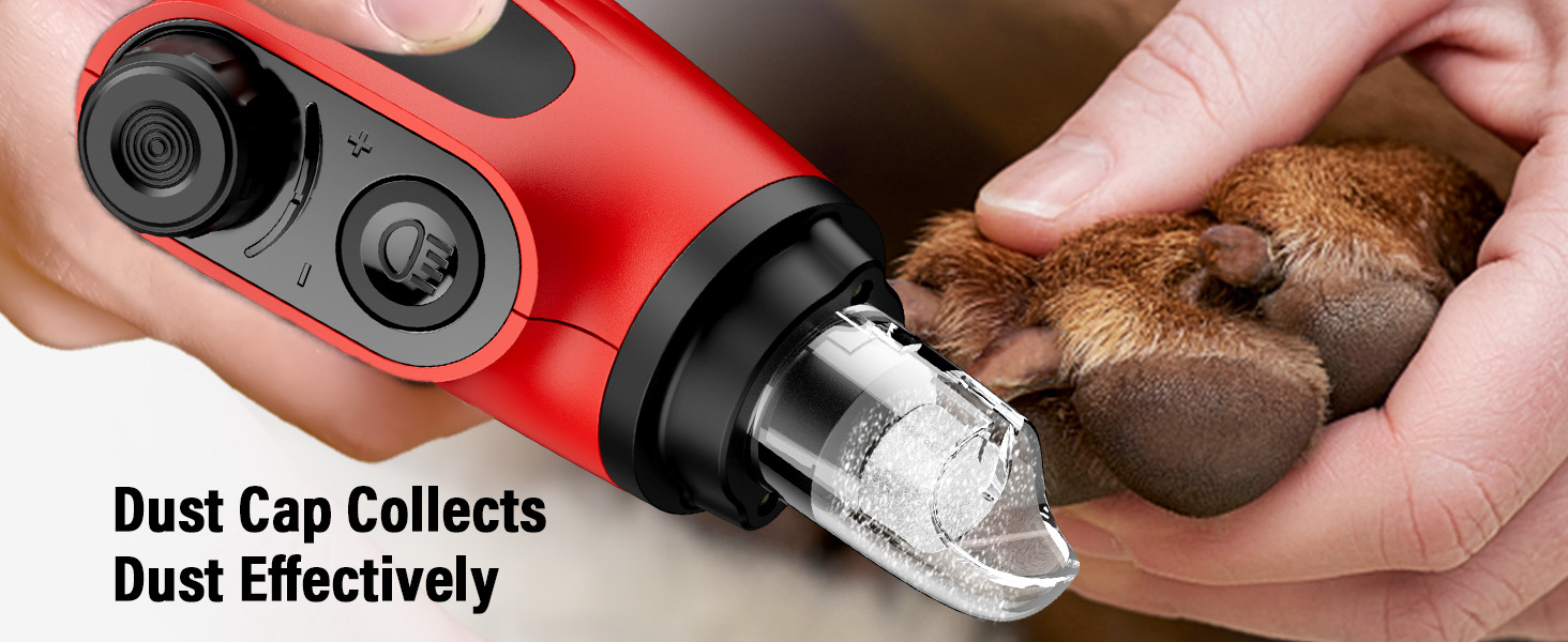 Шліфувальник кігтів для собак Casfuy Smarter Krallenschleifer 6-ступінчатий з LED-підсвіткою, тихий, перезаряджається, для собак та котів великих, середніх та малих порід (червоний)