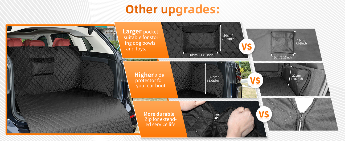 Захист для багажника автомобіля KYG для собак з неслизьким дном, захистом бокових панелей та краю завантаження, універсальний килимок для багажника, ковдра для собак в авто, водонепроникний та стійкий до подряпин 195 * 105 см (потовщений + 1 кишеня)