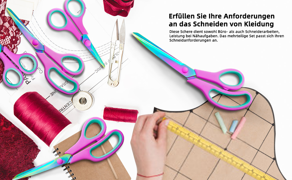 Набір ножиць CCR: 5 шт., нержавіюча сталь з титановим покриттям, зручна ручка, для дому, офісу та школи