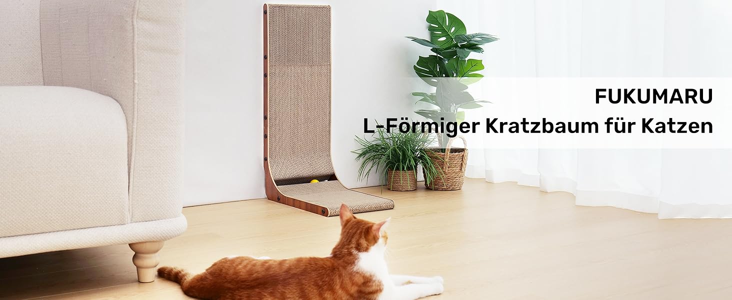 Котячий когтетоп FUKUMARU L-подібний, 68 см, з іграшкою, горіховий колір