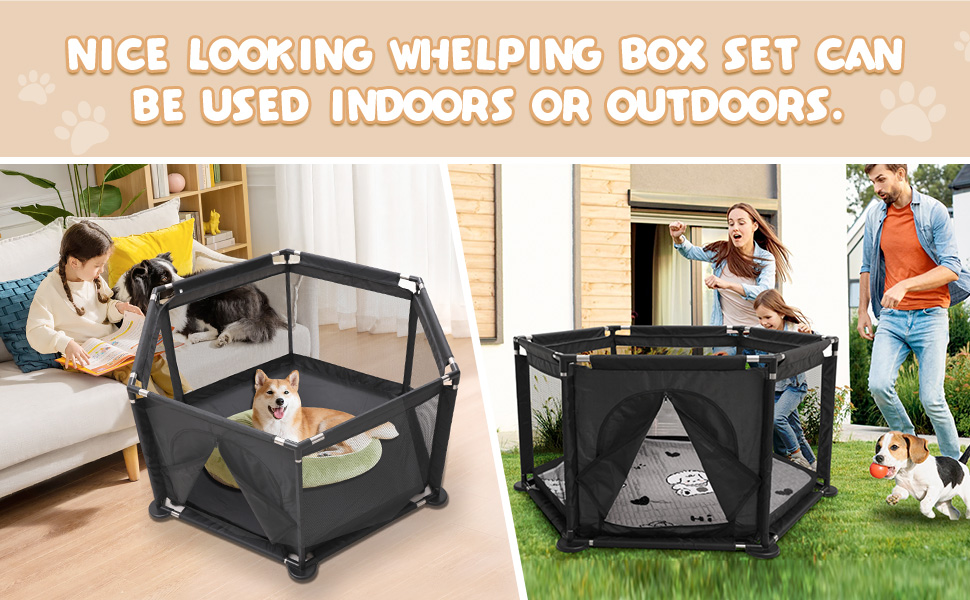 Кінь-вольєр для цуценят шестигранний, 122x65 см, чорний. Ідеально для великих та маленьких порід. Аксесуари для цуценят.