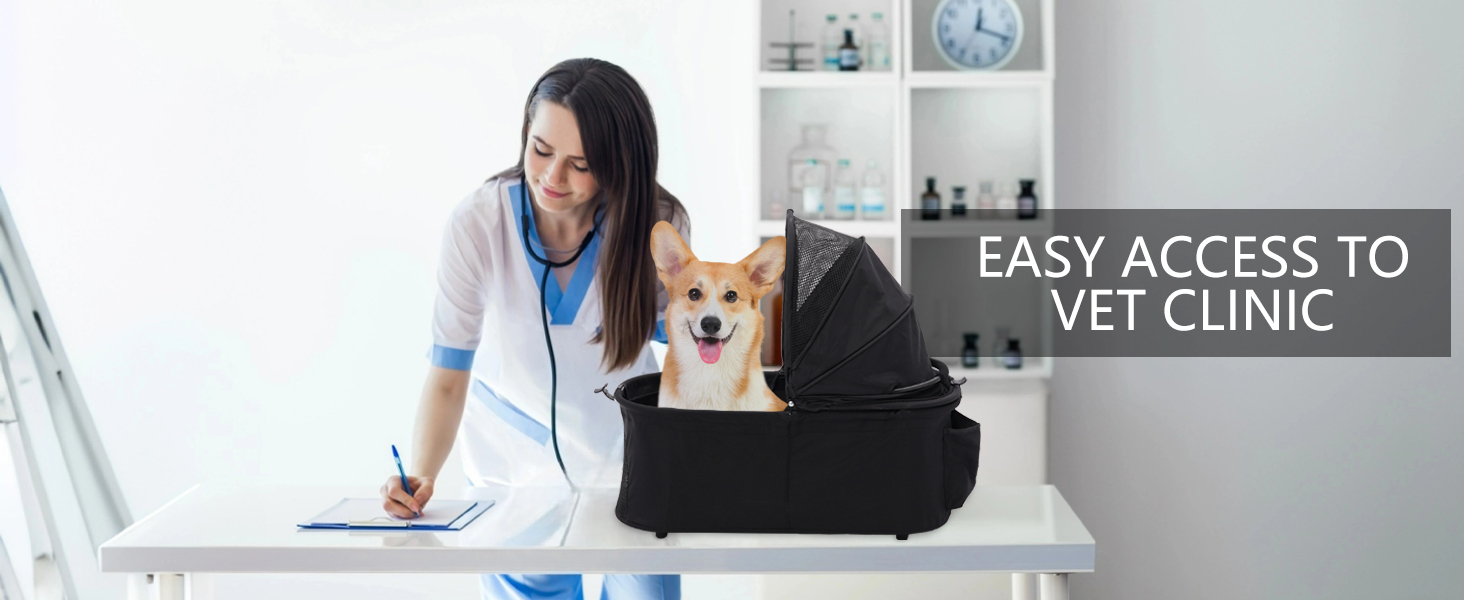 Візок для собак Siairo 3-в-1, чорний: візок, переноска, автокрісло, до 20 кг