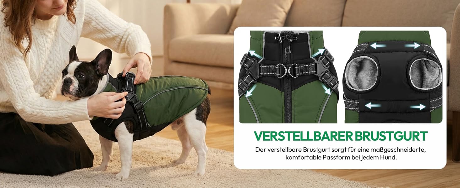 Зимовий теплий наповнювач для собак, водонепроникний, з нагрудником, для малих та середніх порід, розмір XS (35 см), зелений