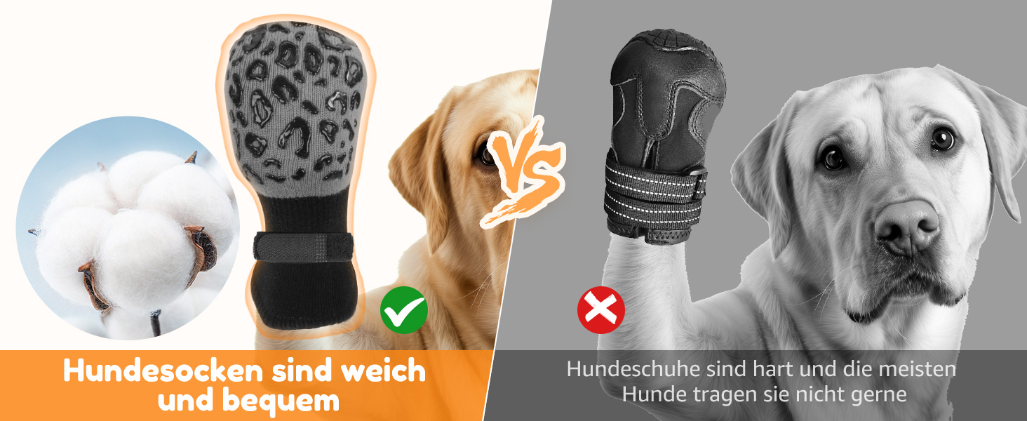 Шкарпетки для собак PICK FOR LIFE проти ковзання, 2 пари, сірі, розмір L, з регульованими ремінцями для дому