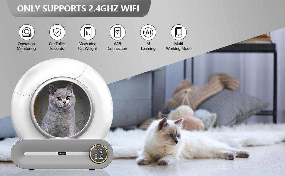 Автоматичний лоток для котів OGNGINT з самоочищенням, захистом від запаху та керуванням через додаток, XXL, для кількох котів