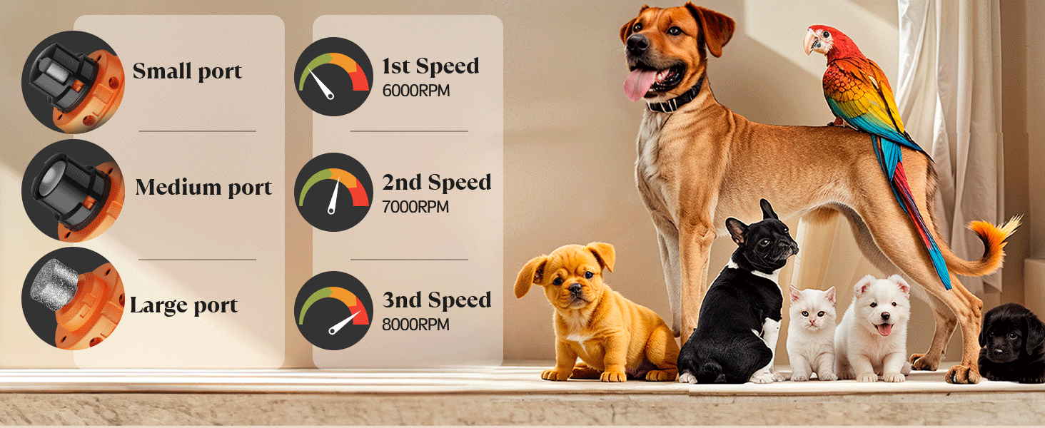 Електричний точило для кігтів собак YABIFE, 3 швидкості - безпечна та тиха обробка кігтів для собак та котів