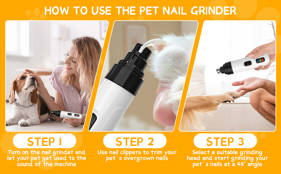 Електричний точило для собачих кігтів Silent Diamond Bit - безпечна електрична пилка для собак з 3 насадками, USB, 2 швидкості