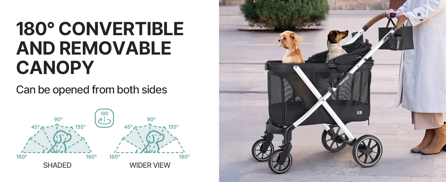 Дитяча коляска для собак Beberoad Pets X6, сіра, до 30 кг, складна, з регулюванням спинки 180° та амортизаторами