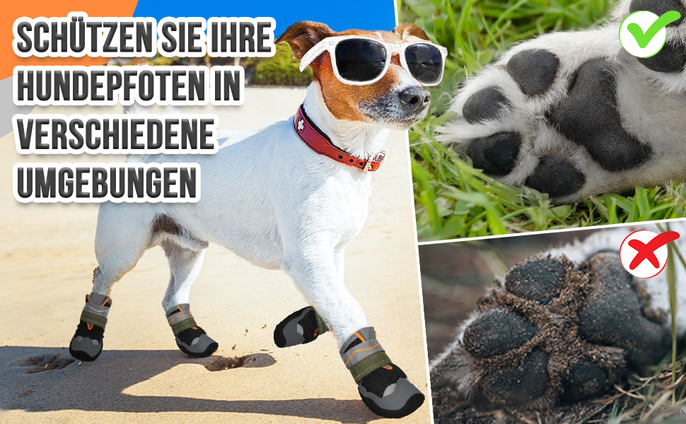 Взуття для собак SlowTon: 4 шт. захист лап, дихаючі, з антиковзкою підошвою, регульовані, світловідбиваючі, для малих, середніх та великих собак. Чорний (4 шт.) Розмір 7: ширина 7 см