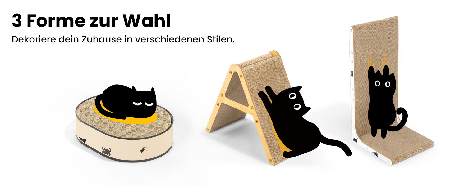 Кігтеточка для котів з будиночком та 4 змінними шарами - велика кігтеточка з міцного гофрокартону, двосторонні шари з наклейками DIY - лежанка для котів у квартирі, захист меблів, чорна, велика