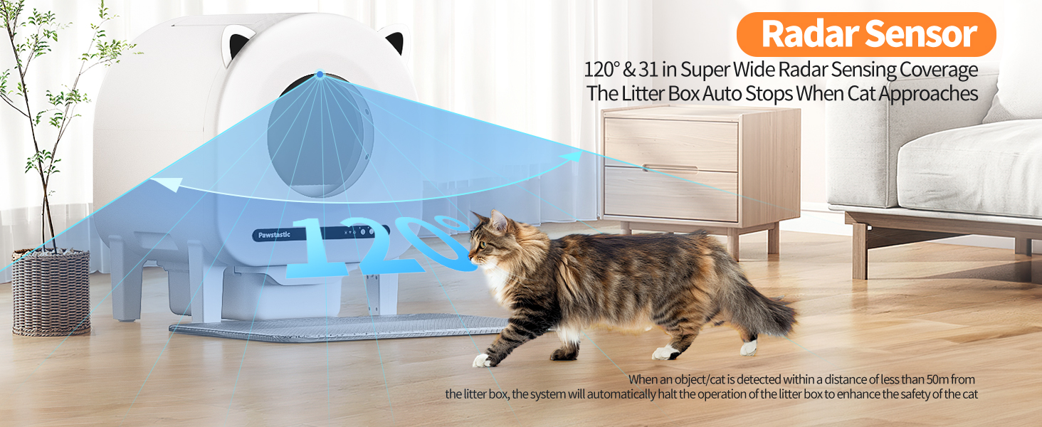 Автоматичний лоток для котів 68л з самоочищенням, з APP-керуванням, захистом та нейтралізатором запаху, з килимком та 2 рулонами сміттєвих пакетів, для кількох котів