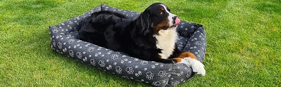 Лежанка для собак водонепроникна - лежанки для маленьких та великих собак - лежанка для собак з неслизьким дном - собачий кошик, лежанка 120x90x20 чорне лляне полотно