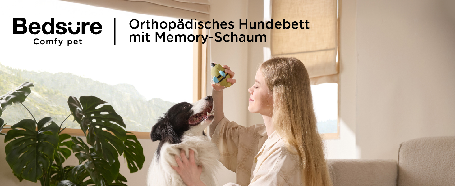Ортопедична подушка для собак BEDSURE - великі породи, 89x56x8 см, з ефектом пам'яті, миюча, темно-сіра