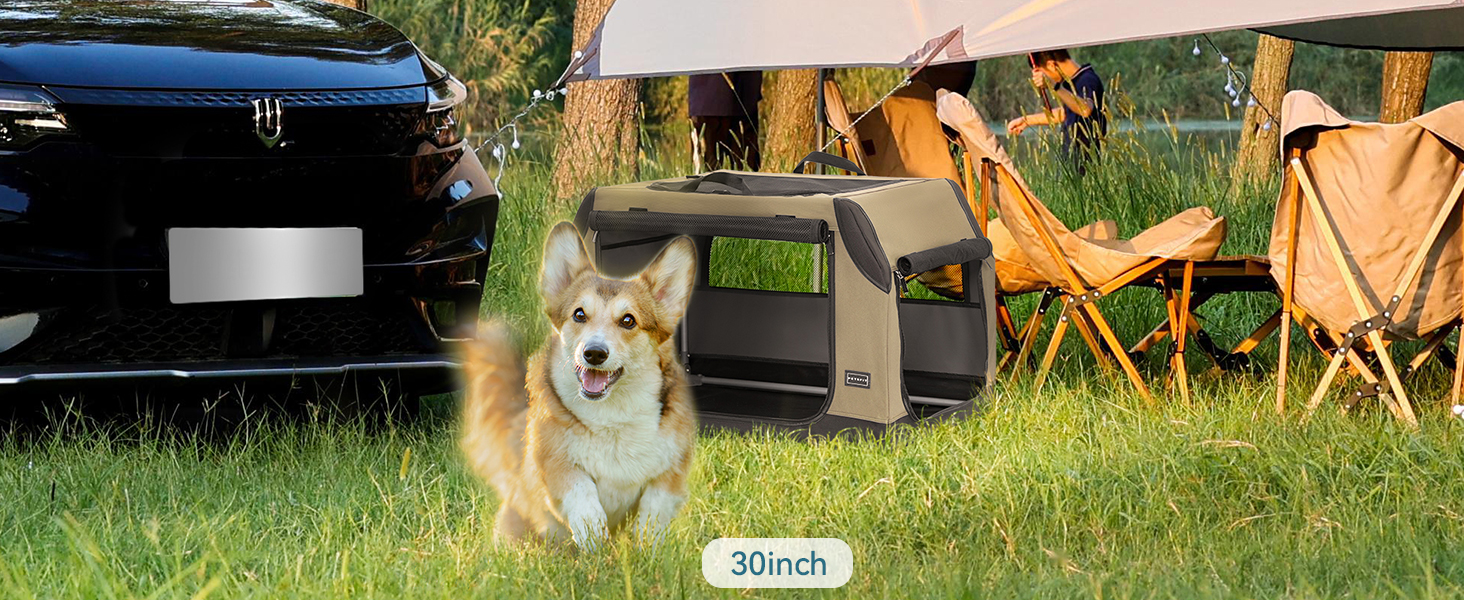 PETSFIT переносна переносна собача переноска для автомобіля та дому, M (76x50x48 см), армійний зелений