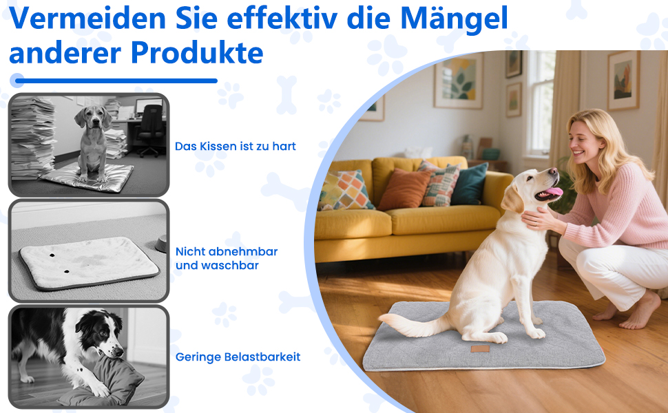 Килимок для собак, неслизький, миючий, для активного відпочинку, знімний чохол, для маленьких, середніх та великих собак, теплий взимку та прохолодний влітку, сірий, XXL (105 x 68 x 4,5 см)