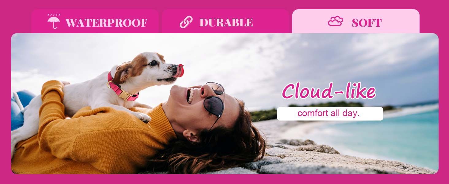 Нашийник для собак Didog з нейлону, м'який, з металевою застібкою-швидкої фіксації, чорний, розмір M (33-51 см)