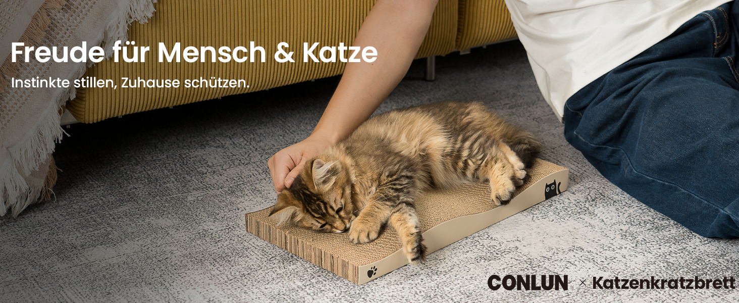 Котячий когтетоп з коробкою та 4 змінними шарами когтеточки - великі меблі для котів з міцного гофрокартону, двосторонні когтеточки з наклейками DIY - лежанка для котів у квартирі, захист меблів, великий розмір