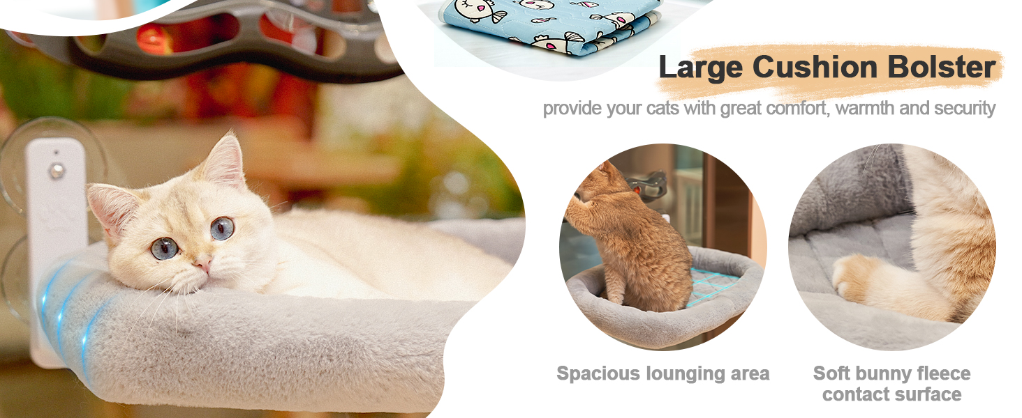 Крісло-гамак для кота на стіл Odoland - 360° обертання та регулювання висоти, м'яка лежанка з 2 знімними чохлами, для дому та офісу, цілорічне використання (сірий)