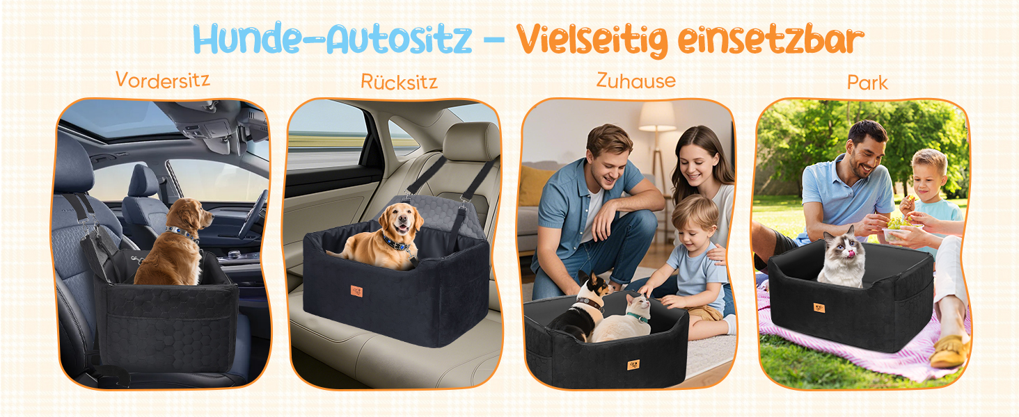 Автомобільний лежак для собак середніх та великих порід 78x55x53 см, знімний, миючий, з поводом, водонепроникний чохол, для великих собак