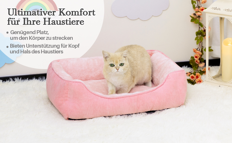 М'яке ліжко для котів та собак, рожеве, 55 x 45 x 15 см