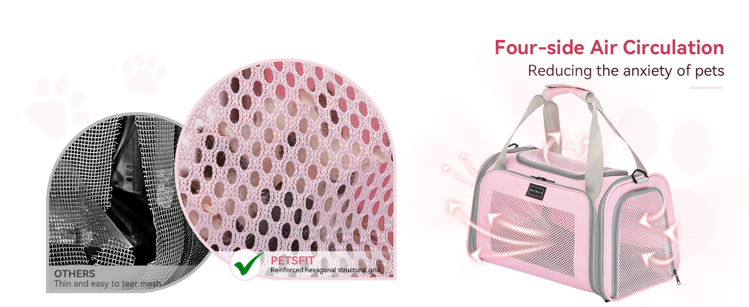 Транспортна переноска для котів та маленьких собак Petsfit, рожева, S