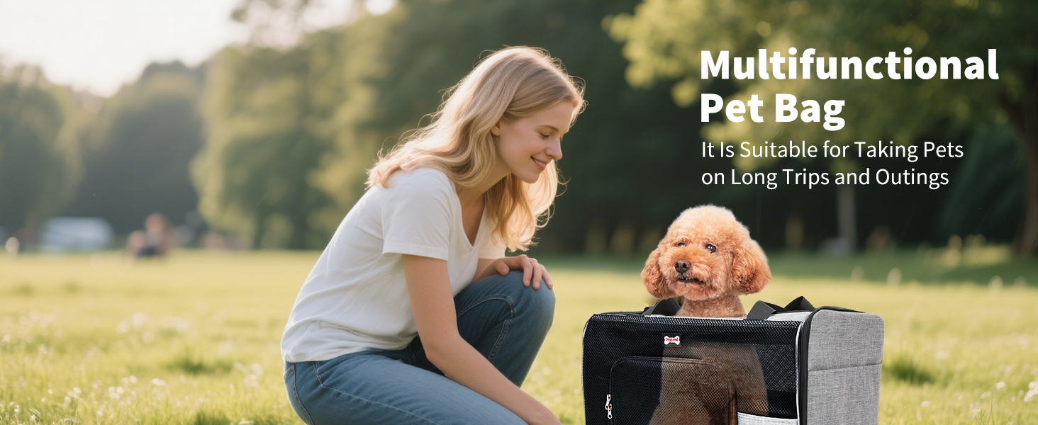 Транспортний бокс для котів та собак PETCUTE, складаний, з килимком, бічні кишені, з колесами, для подорожей та кемпінгу, сірий