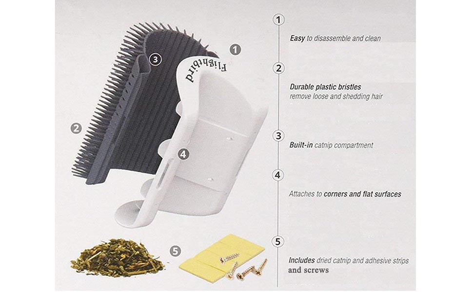 М'яка щітка для котів з масажною куточком, самостійний грумінг, 4 шт. (сірий)
