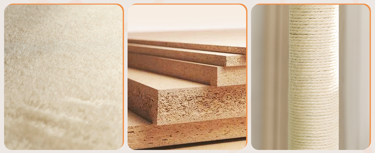 Кігтеточка для котів MSmask велика, стабільна, багатоярусна з 2 платформами, 2 будиночками, гамаком, сизалевими стовпчиками (Бежева, 160 см)