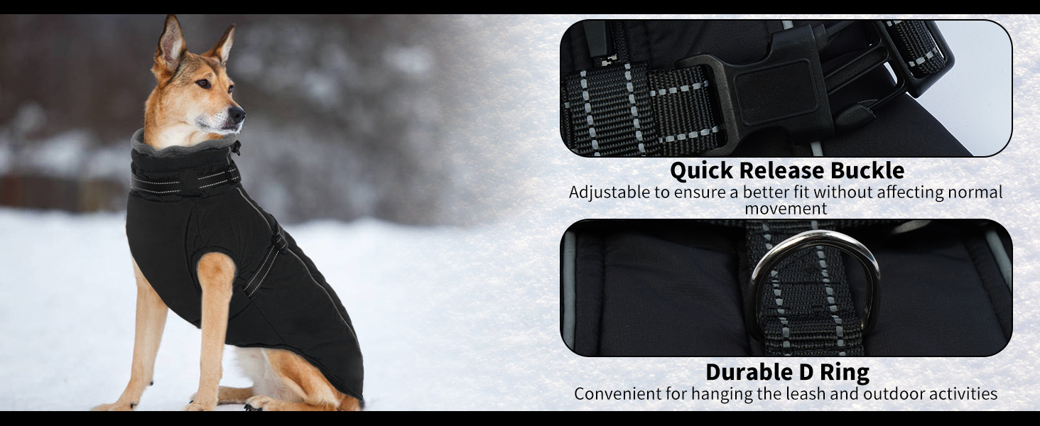 Зимовий одяг для собак Lelepet: теплий, вільний від вітру, з інтегрованим шлейкою, з флісовою підкладкою, світловідбиваючий, чорний, 3XL