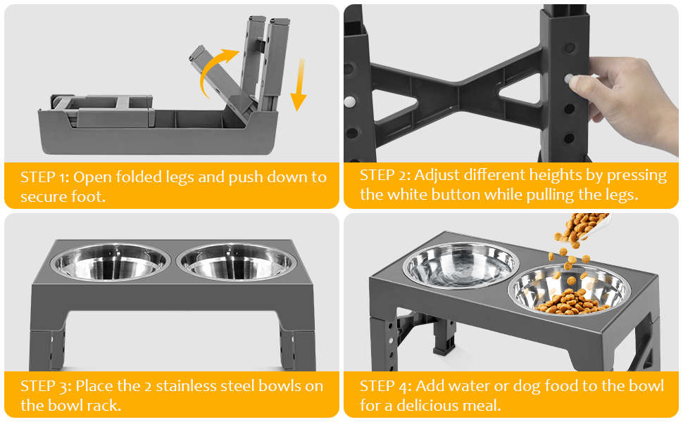 Підвищена годівниця для собак FOSTBEEN з 2 мисками з нержавіючої сталі та повільною годівницею, регульована по висоті