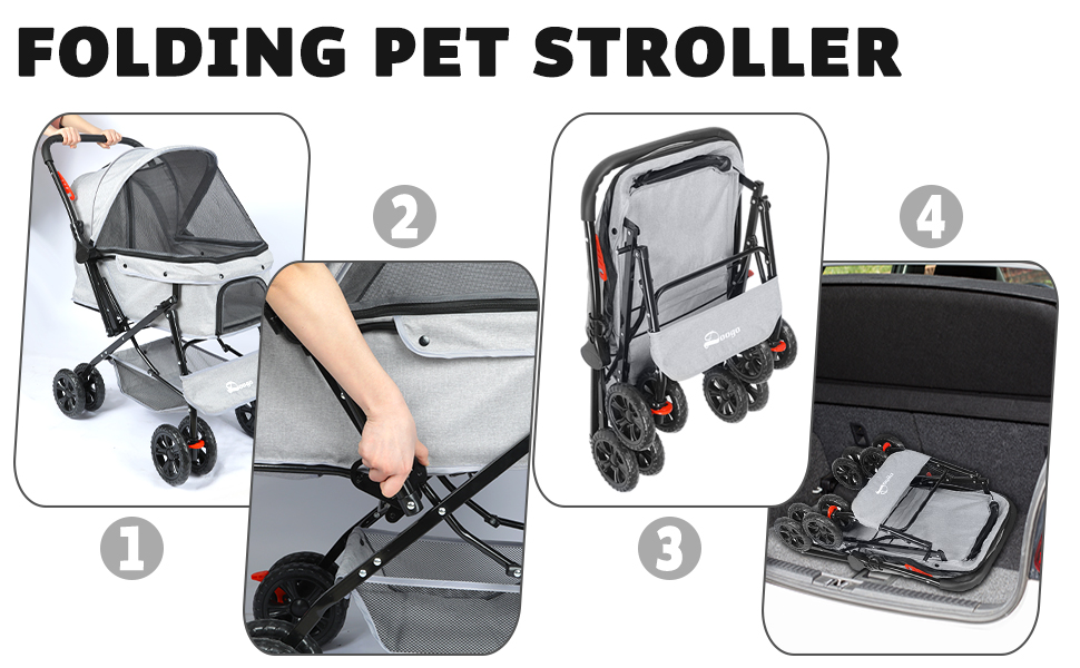 Візок для собак Wedyvko до 20 кг, 4 колеса, складний, для маленьких/середніх собак та котів, з кошиком та тримачем для напоїв, зелений (сірий)