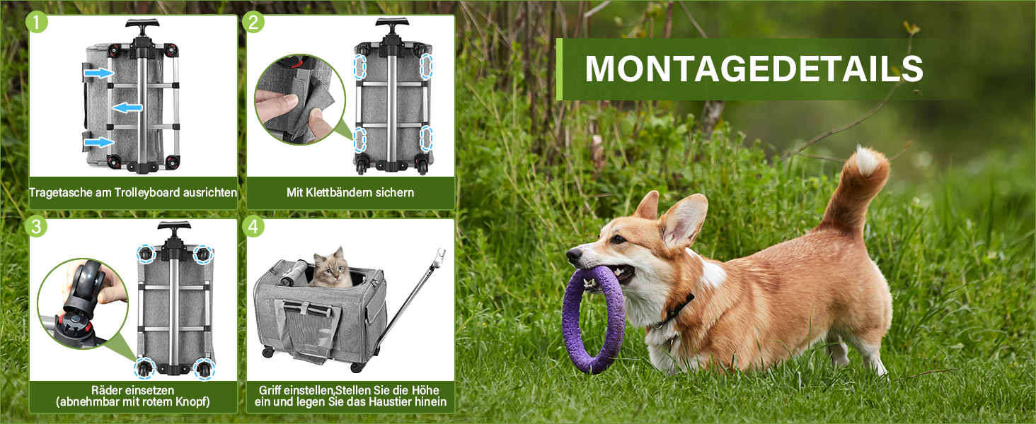 Переноска для тварин ALLSOPETS з колесами для котів та собак, сіра, для подорожей літаком