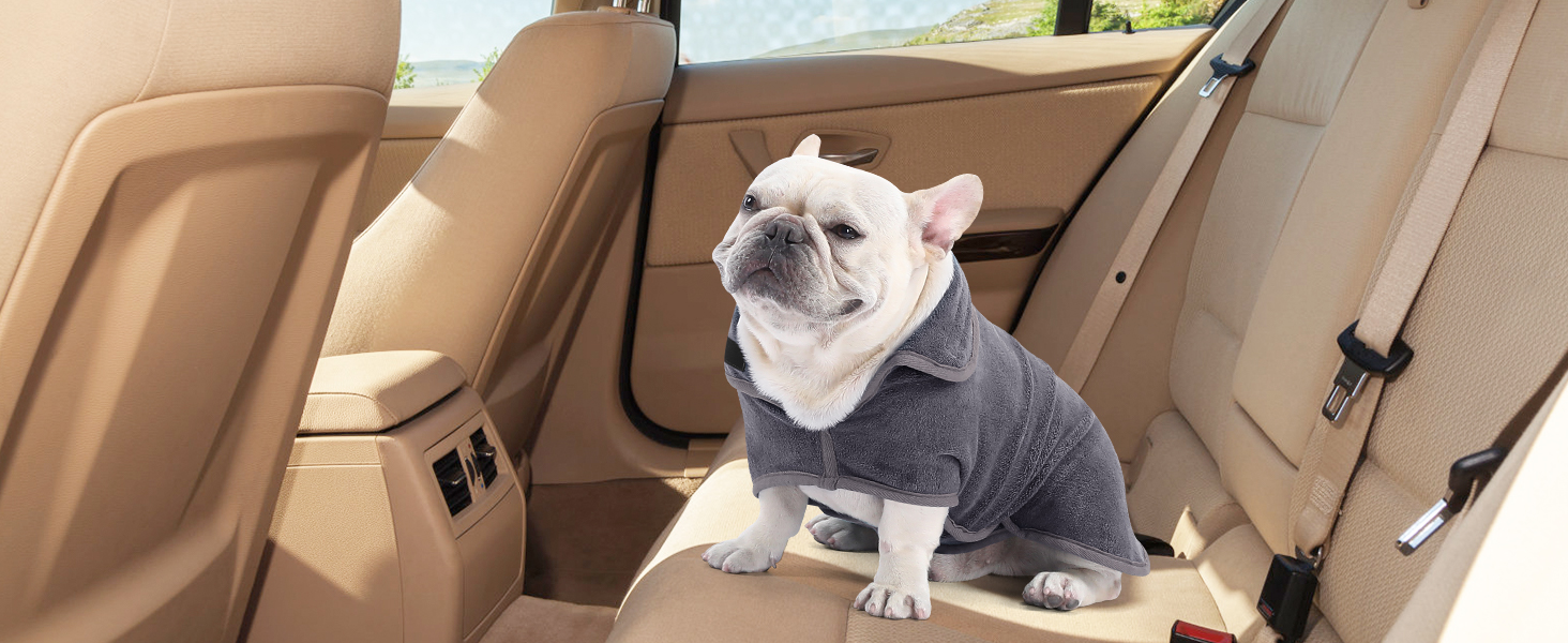 Рушник для собак PETTOM: Швидковисихаючий халат з мікрофібри для великих собак (L, сірий)