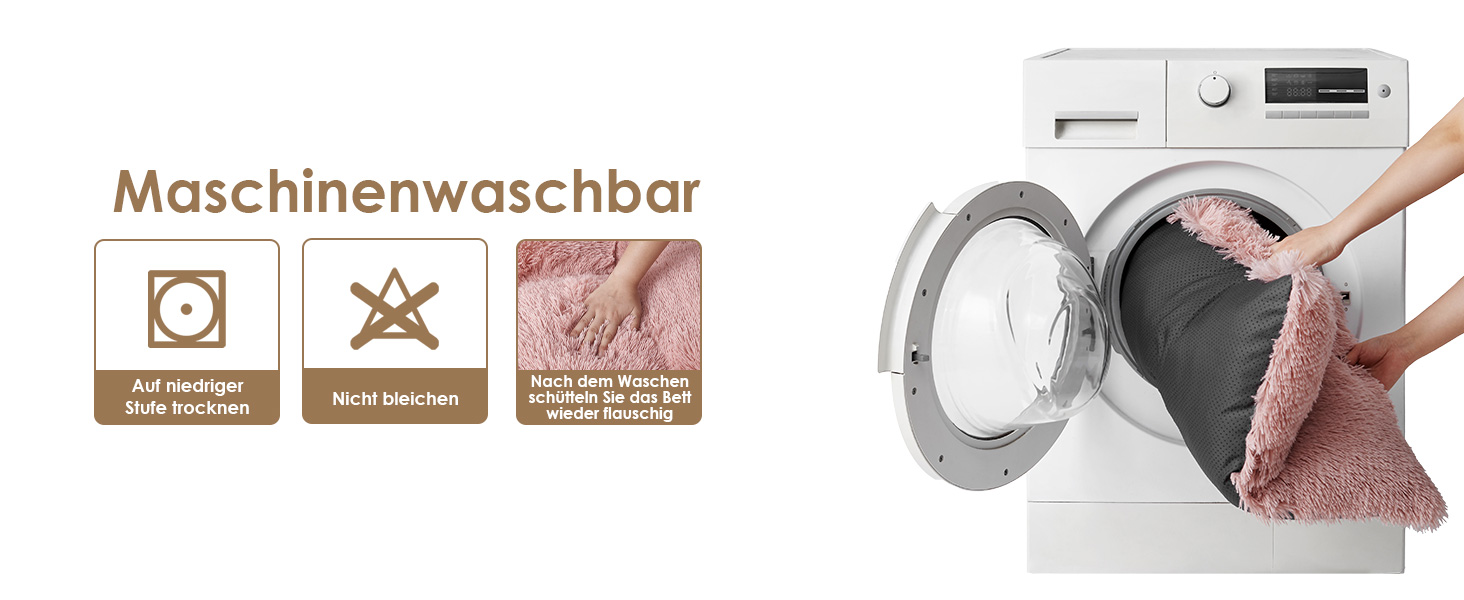 М'яке ліжко для собак EHEYCIGA, великі породи XXL, 120x90 см, рожеве, знімний чохол, неслизьке, з довгим плюшем